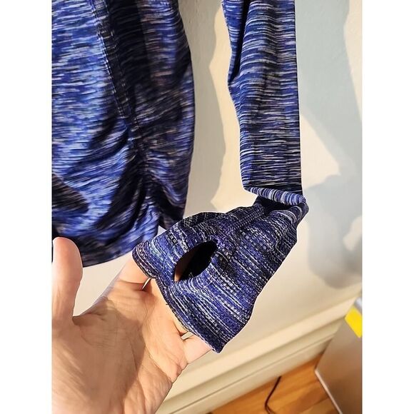 Athleta 3/4 Zip Long Sleeve Blue Purple Pink Fitted Stretch Top Small Thumb Hole - Picture 3 of 5